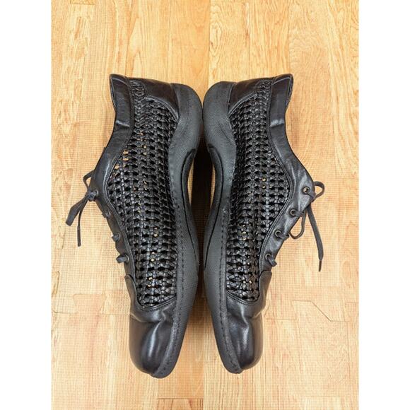 Stuart Weitzman Black Leather Lattice Woven Loafer Sneaker Shoes Womens Sz 8.5/9 - Picture 7 of 11